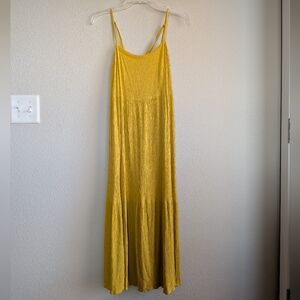 Loft Beach Size Small Mustard Yellow Sleeveless Maxi Dress Creped Material